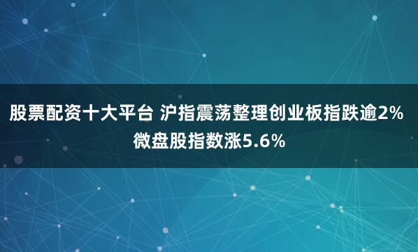 股票配资十大平台 沪指震荡整理创业板指跌逾2% 微盘股指数涨5.6%