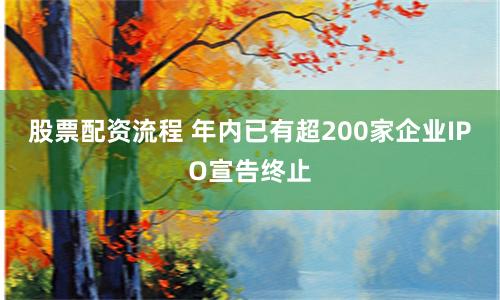 股票配资流程 年内已有超200家企业IPO宣告终止